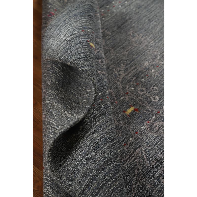 Tribal Gabbeh Indian Area Rug Handmade Grey Oriental Wool Carpet - 5'5" x 7'7"