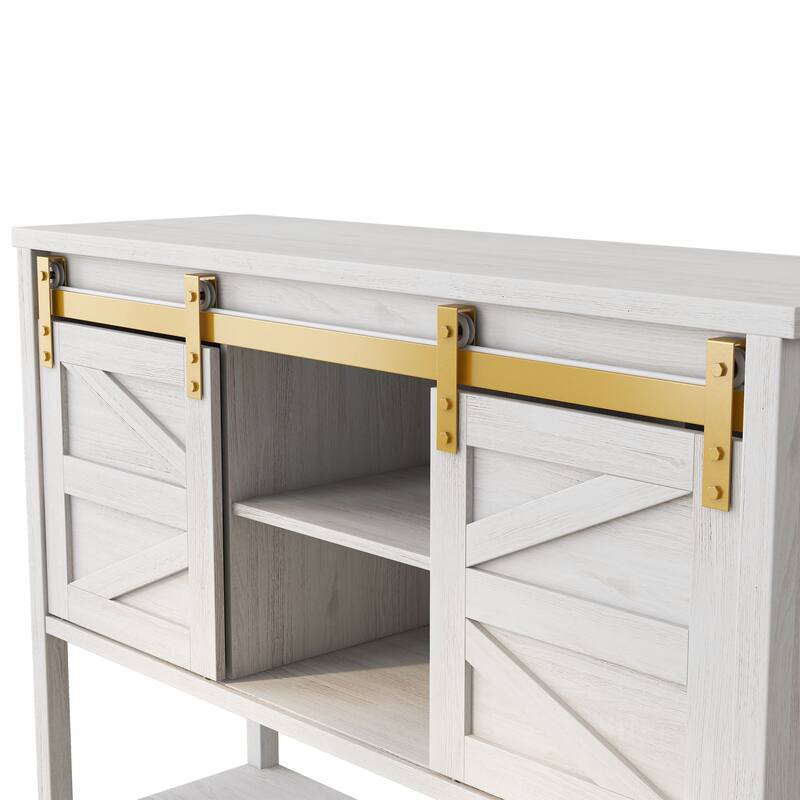 DH BASIC Modern Farmhouse White Oak 47" 4-shelf Buffet by Denhour
