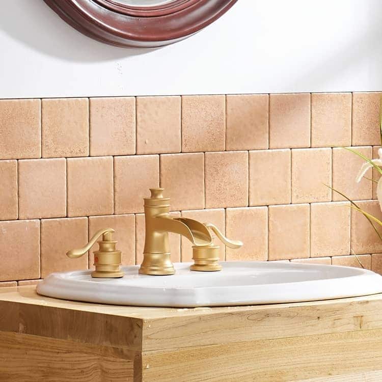 Double Handle Widespread Bathroom Faucet With Drain Assembly Waterfall Bathroom Sink Faucets 3 Holes 8 Inch Modern Vanity Taps