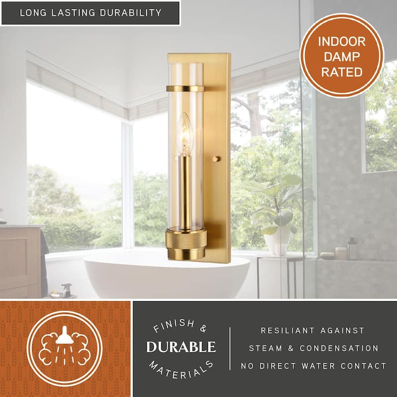 Bari 1 Light Contemporary Wall Sconce with Clear Cylinder Glass