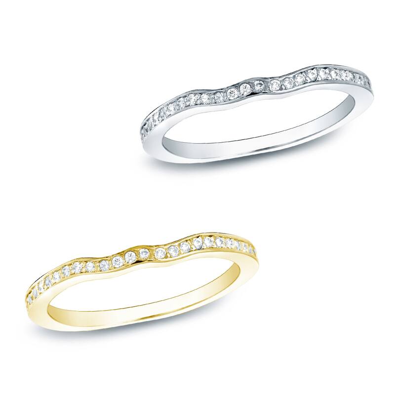 Auriya 1/4ctw Curved Diamond Wedding Band 14k Gold