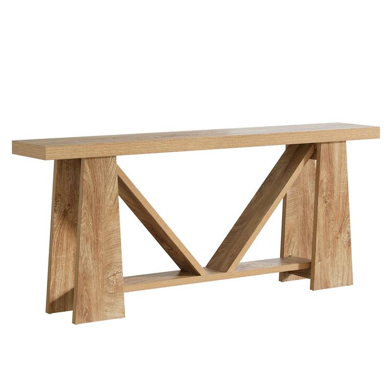 70.9" Extra Long Farmhouse Console Table, Wood Sofa Table Behind Couch, 2-Tier Narrow Entryway Hallway Accent Table