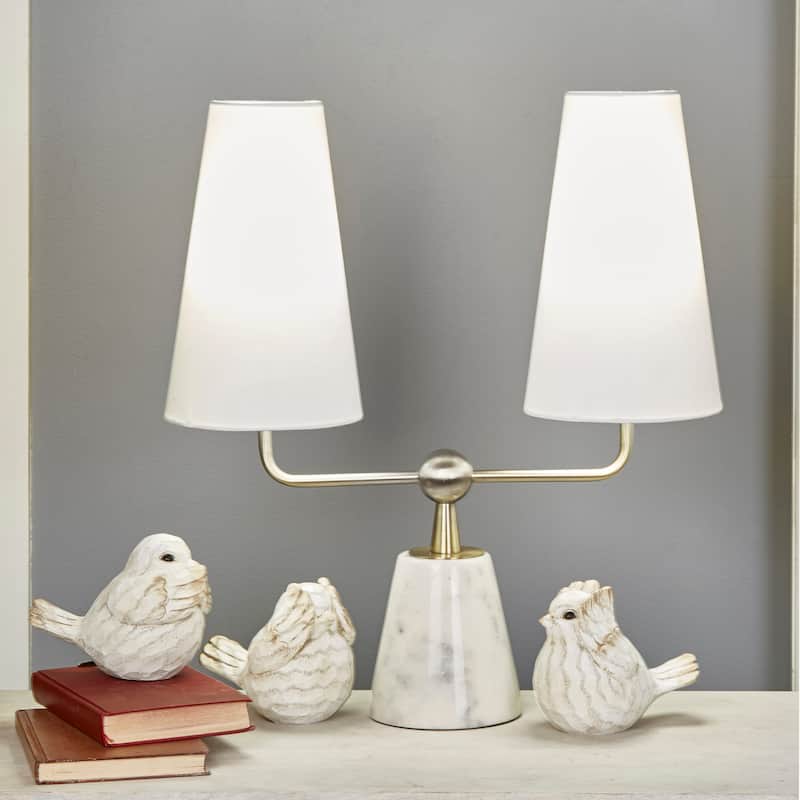 The Set of 3 Decorative Bird Figurines, Creative Room and Desktop Decor, Cream with Brown/Gray Details, 6 L x 4 W x 5 H - 6" x 4" x 5" - Ivory/beige