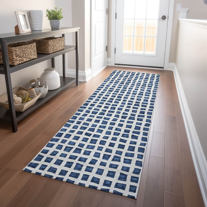 Premium Washable Super Soft Modern Contemporary Mayfield Rug - Navy - 2' 3" x 7' 6" - Runner