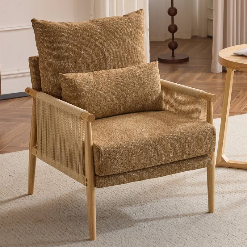 Chenille Accent Chair with Pillow