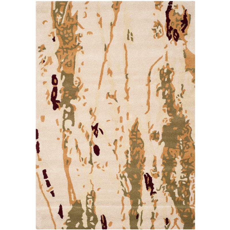 SAFAVIEH Handmade Bella Pavuna Modern Floral Wool Rug - 4' x 6' - Beige/Green