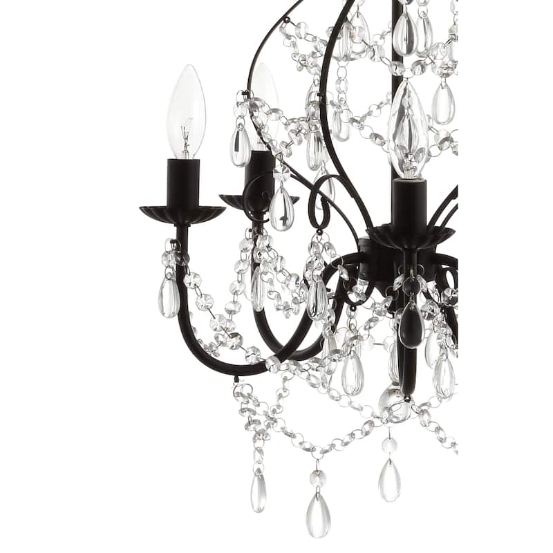 Glenn 5-Light 17" Crystal/Metal LED Chandelier, Black by JONATHAN Y