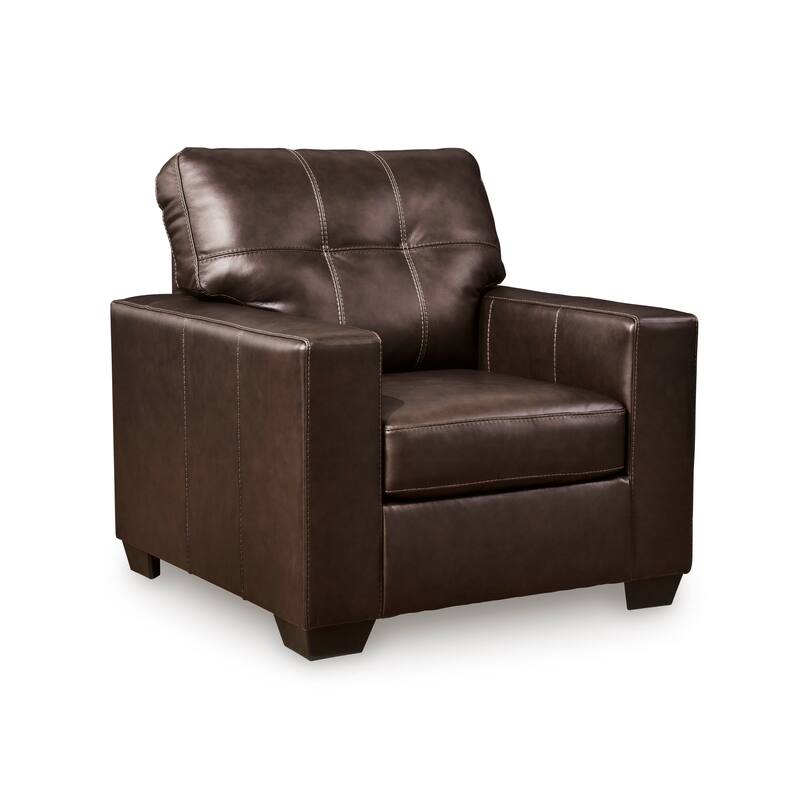 Roundhill Furniture Holmes Leather 2-Piece Living Room Set, Lounge Chair and Ottoman
