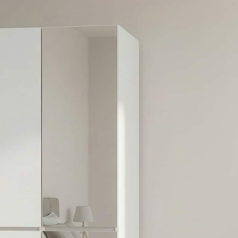 Elise Modular Wood Closet System with Mirror in White - 31.4"D x 17.72"W x 70.9"H