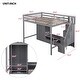 preview thumbnail 19 of 30, Full Size Loft Bed Frame with Wardrobe,Low Storage Table,Two Drawers and Two Open Storage Cabinets,White/Gray