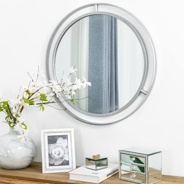 Glitzhome Oversized Iron-framed Round Wall Mirror