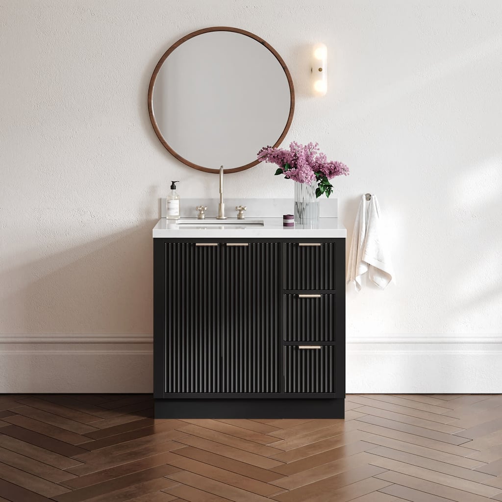 Ariel P36LCQRVO Milan 36" Free Standing Single Basin Vanity Set with