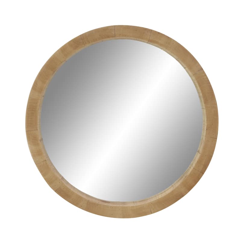 Wood Minimalistic Room Wall Mirror - Brown - Roche River Decor - Brown - 24"D