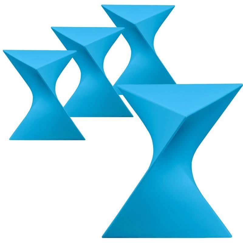 Randolph Modern Indoor Lightweight Side Table with Triangular Curved Design Accent End Table for Home Living Room or Bedroom - Set of 4 - Blue