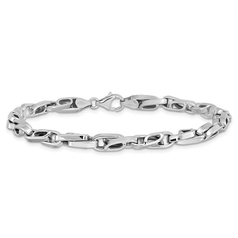 Curata 14k White Gold 8.25" Mens 5mm Heavy Intertwined Link Bracelet