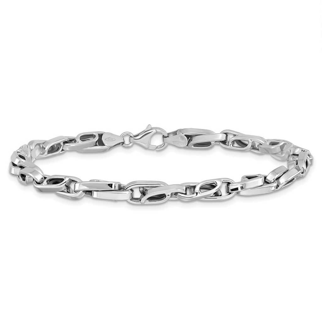 Curata 14k White Gold 8.25" Mens 5mm Heavy Intertwined Link Bracelet