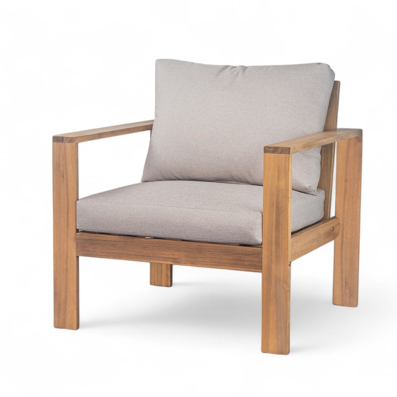Christopher Knight Home - Lucas Outdoor 5-Piece Acacia Wood Sectional Sofa Set with Cushions