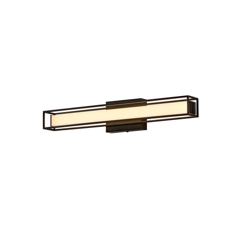 KAWOTI Geometric LED Vanity Light with Frosted Acrylic Shade - W24" x E4" x H4.25" - W24" x E4" x H4.25"