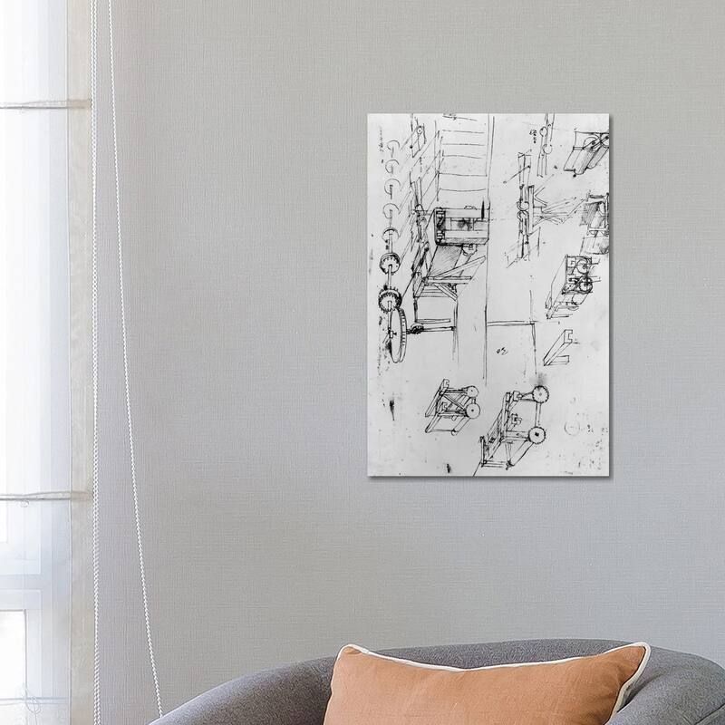 iCanvas "Machine designs, fol. 367r-b " by Leonardo da Vinci Canvas Print - 26x18x1.5