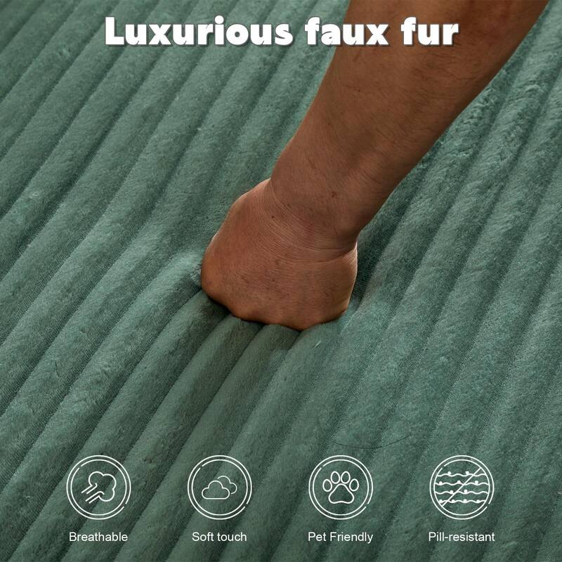 Oversized Chaise Lounge Chair, Modern Plush Corduroy Upholstered Sleeper Sofa Daybed, Green, No Assembly Required