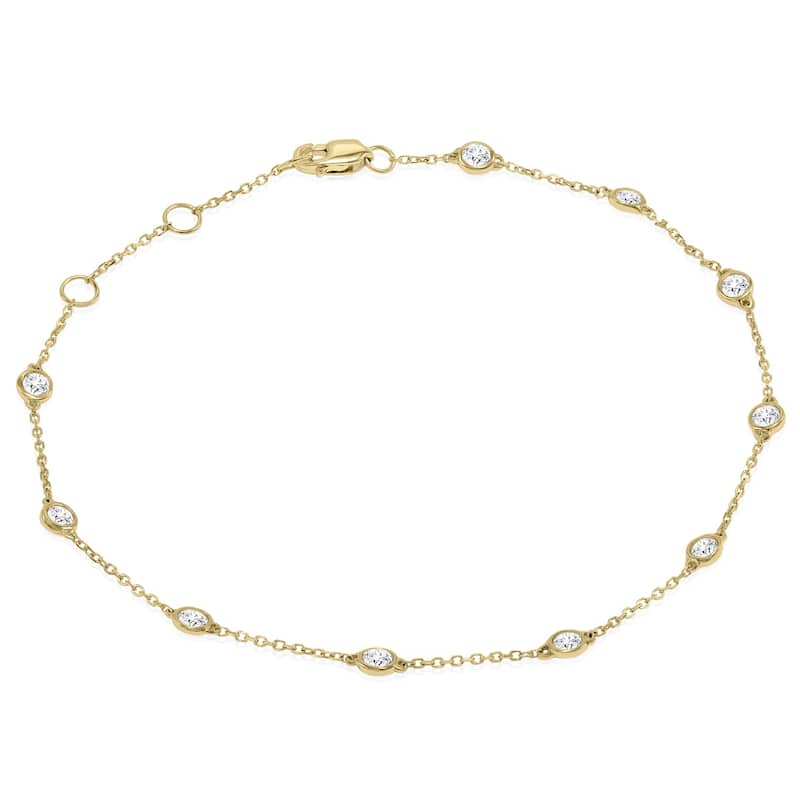 Marquee 1/2 Carat TW Bezel Set Genuine Diamond Station Bracelet in 14K Yellow Gold