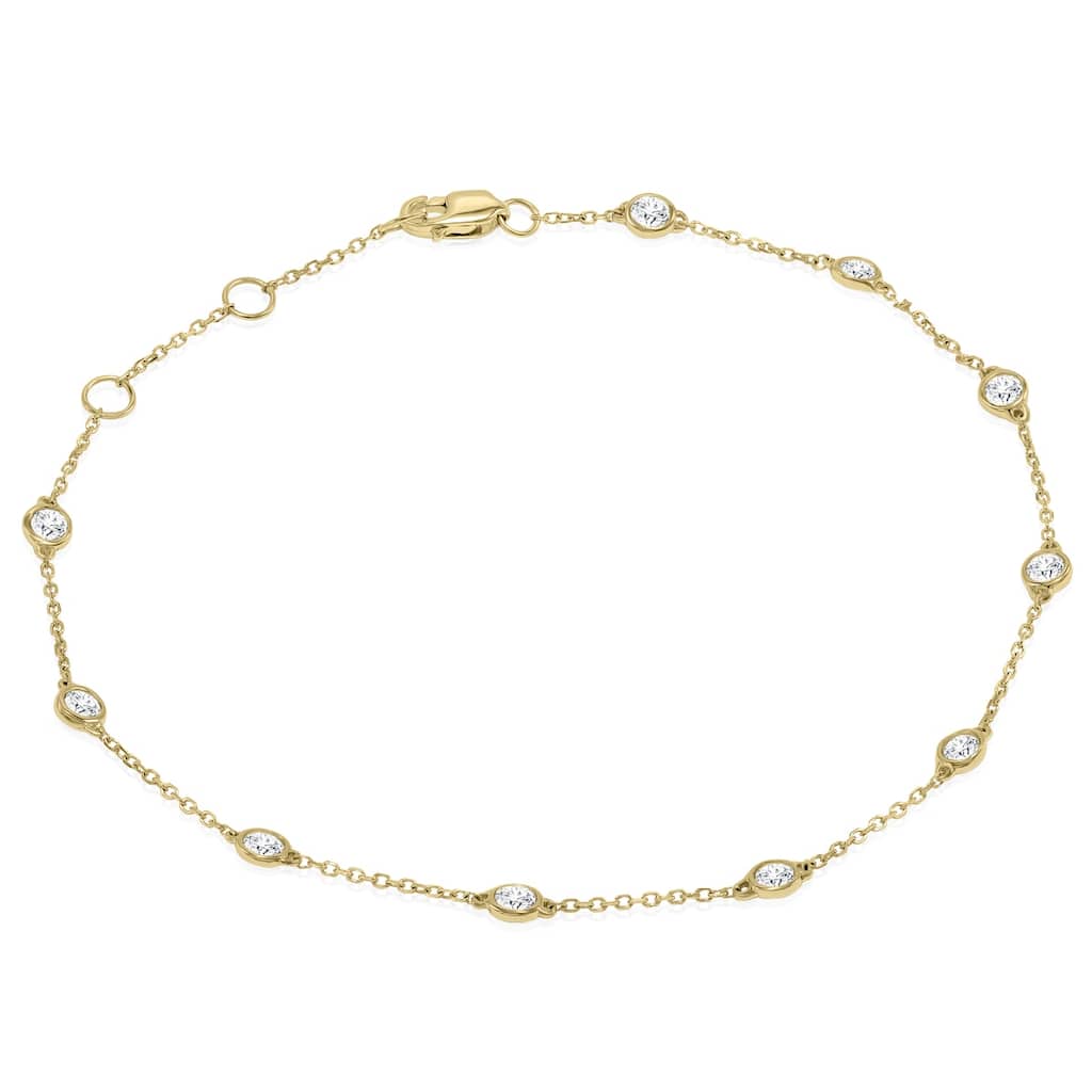Marquee 1/2 Carat TW Bezel Set Genuine Diamond Station Bracelet in 14K Yellow Gold