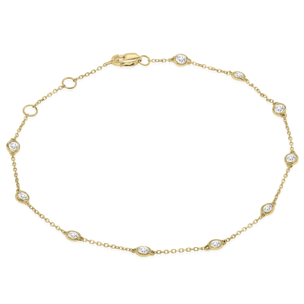 Marquee 1/2 Carat TW Bezel Set Genuine Diamond Station Bracelet in 14K Yellow Gold