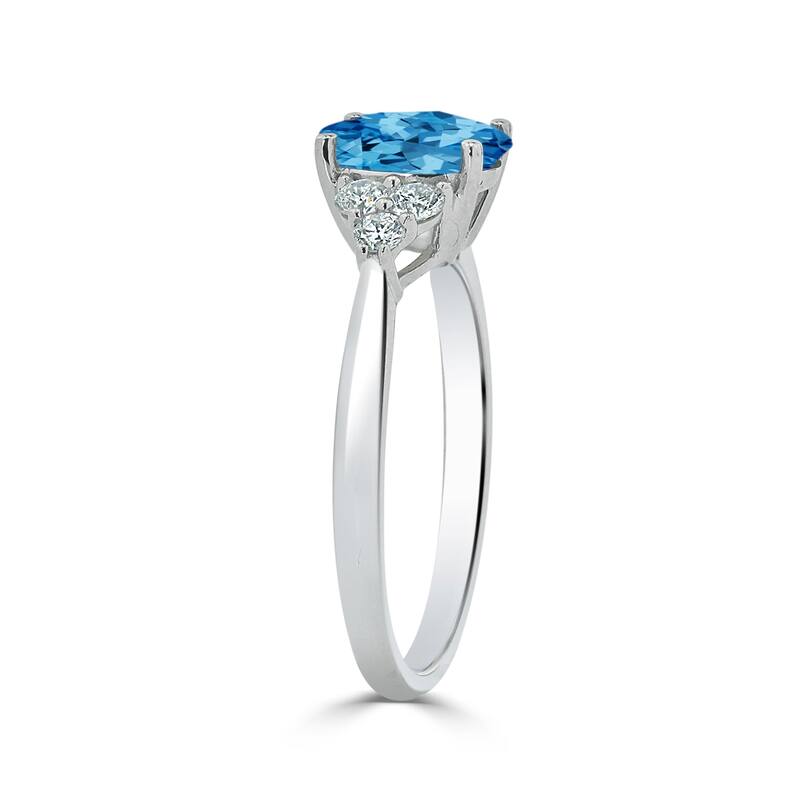 Auriya 1 1/10ct Oval Swiss Blue Topaz and Diamond Engagement Ring 1/4ctw 14k Gold