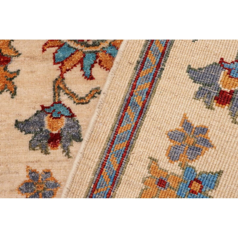 Shabby Chic Ziegler Teagan Beige Red Hand-Knotted Wool Runner - 2'2'' x 5'0''