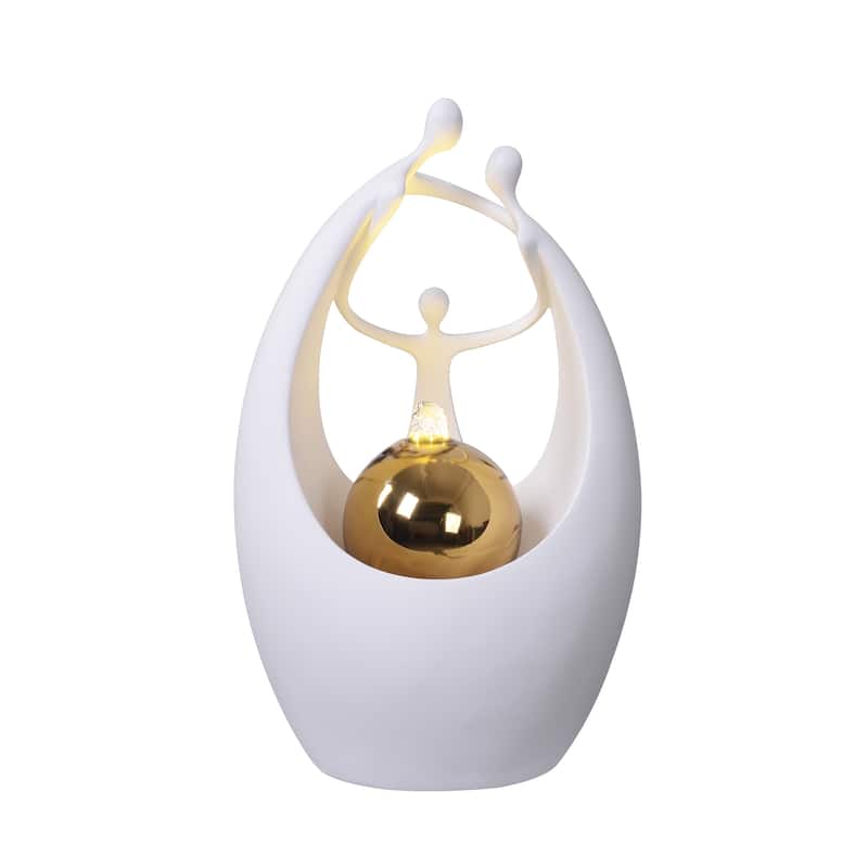 17.5" H Modern Indoor Tabletop Fountain W/Stainless Steel Ball W/LEDs