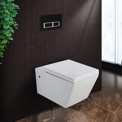 Toilet Combo Set - Toilet Bowl With Soft-Close Seat, 2"x 4" Concealed Tank And Carrier System, Push Buttons Included.
