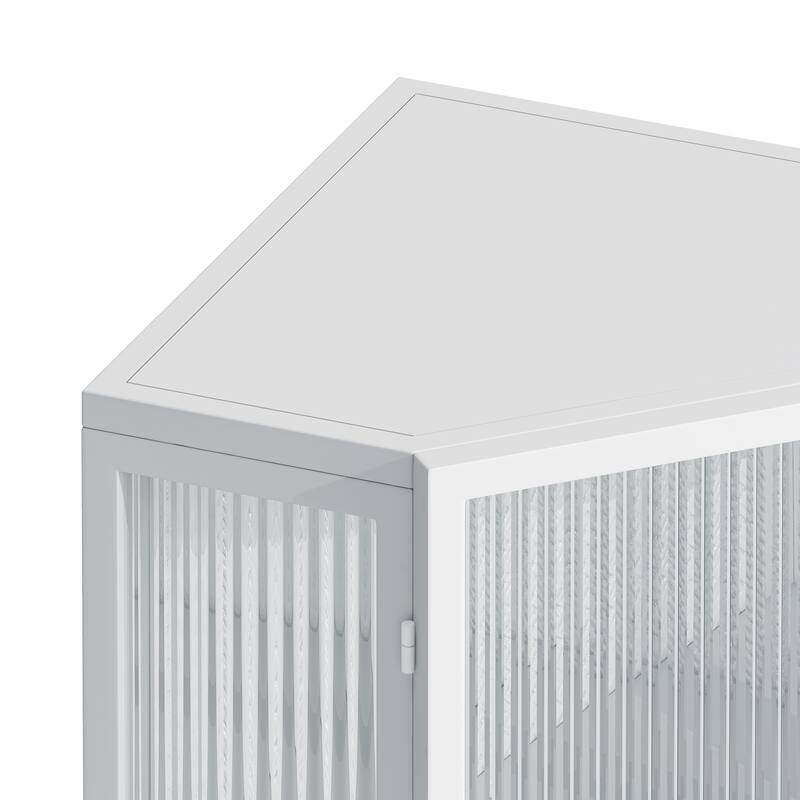 22.25 " Floor Coner Cabinet With Tempered Glass Door & Storage Shelves For Bathroom
