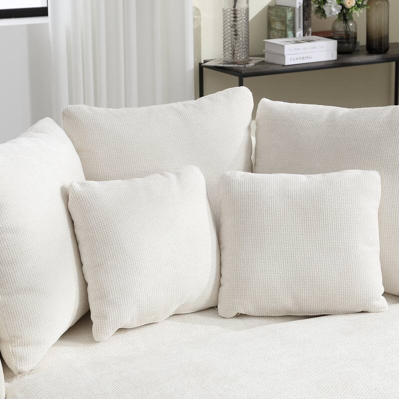 59.8''W Oversized Sofa Chair Set, Round Accent Barrel Chair With 5 Pillows and 1 Storage Ottoman