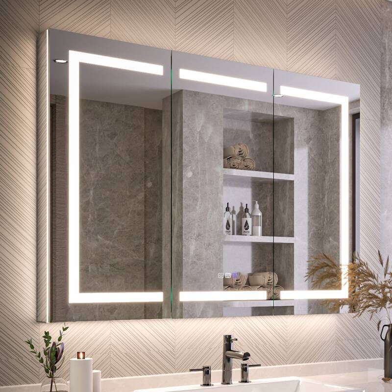 Modland 48"-72"W x 36"H Lighted Bathroom Medicine Cabinet with Backlit & Frontlit Modes,Anti-Fog