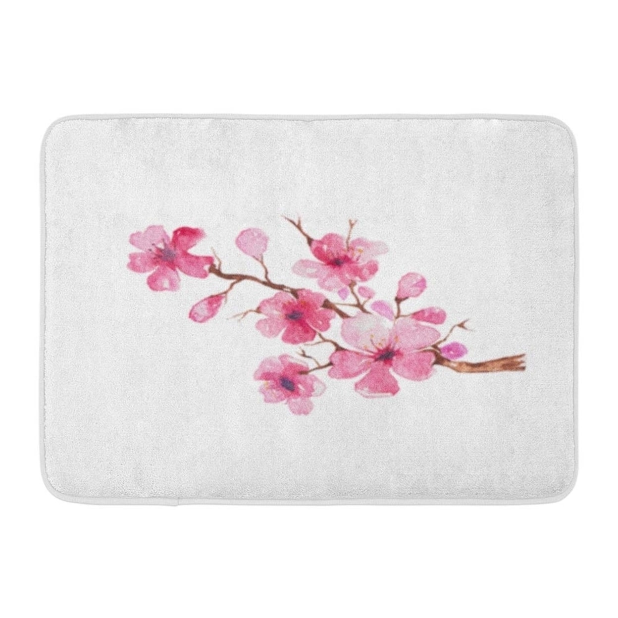Pink Flower Branch Of Cherry Blossom Watercolor Painting Tree Doormat Floor Rug Bath Mat 23 6x15 7 Inch Multi On Sale Overstock 31774196