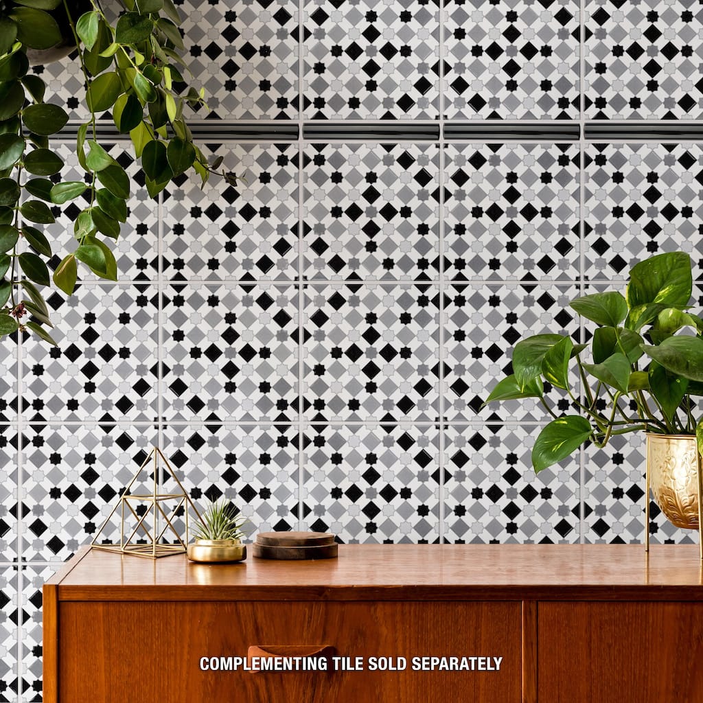 Merola Tile Sevillano Giralda Light Grey 7-7/8" x 7-7/8" Ceramic Wall Tile - Case (25 Tiles)