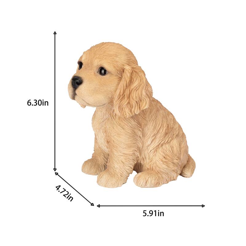 Sitting Cocker Spaniel Puppy Outdoor Garden Statue - 6" - Brown