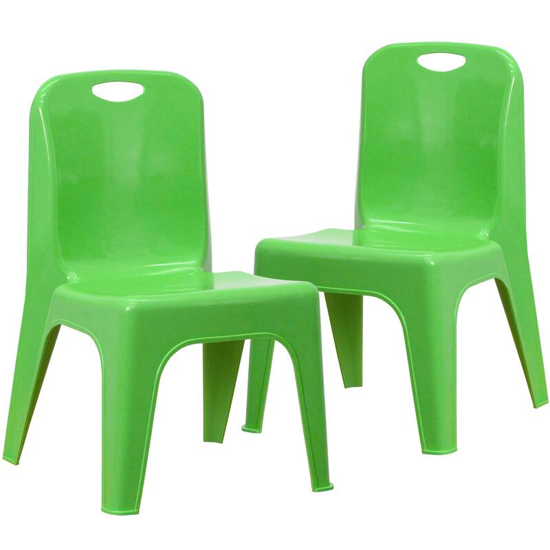 2 Pack Plastic Stackable School Chair with Carrying Handle and 11"H Seat