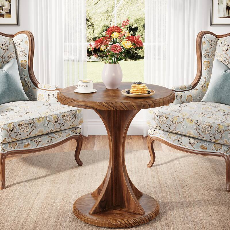 Small End Table, Wood Round Side Table for Living Room Bedroom