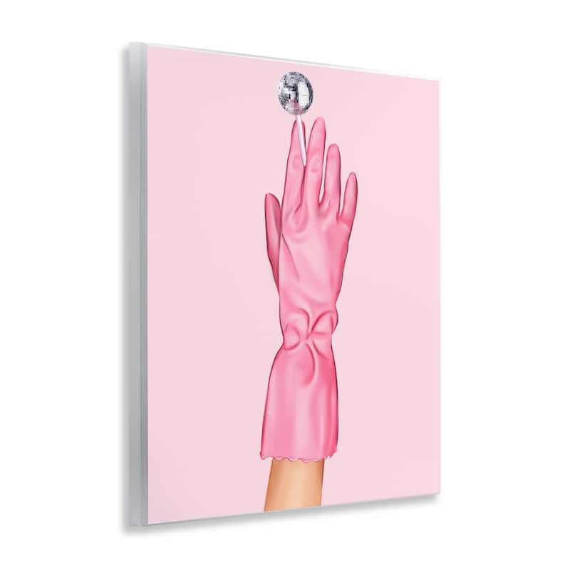 Stupell Pink Glove & Disco Ball Wall Plaque Art Design By Ziwei Li