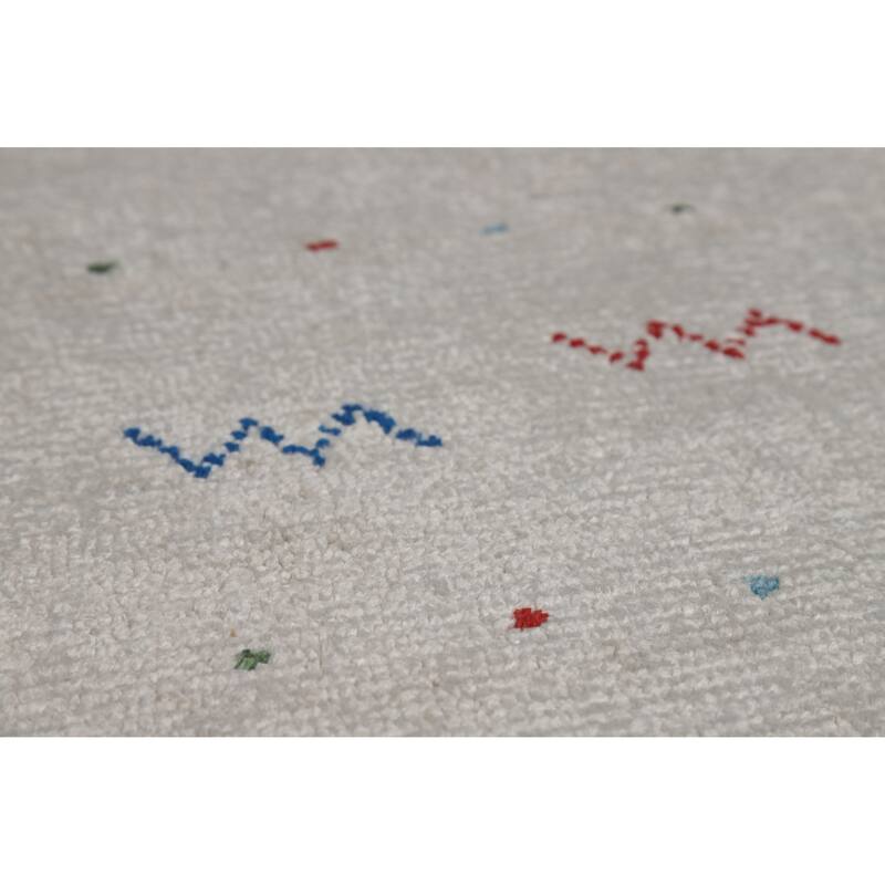 Tribal Gabbeh Oriental Area Rug Handmade Beige Silk Carpet - 8'10" x 11'6"