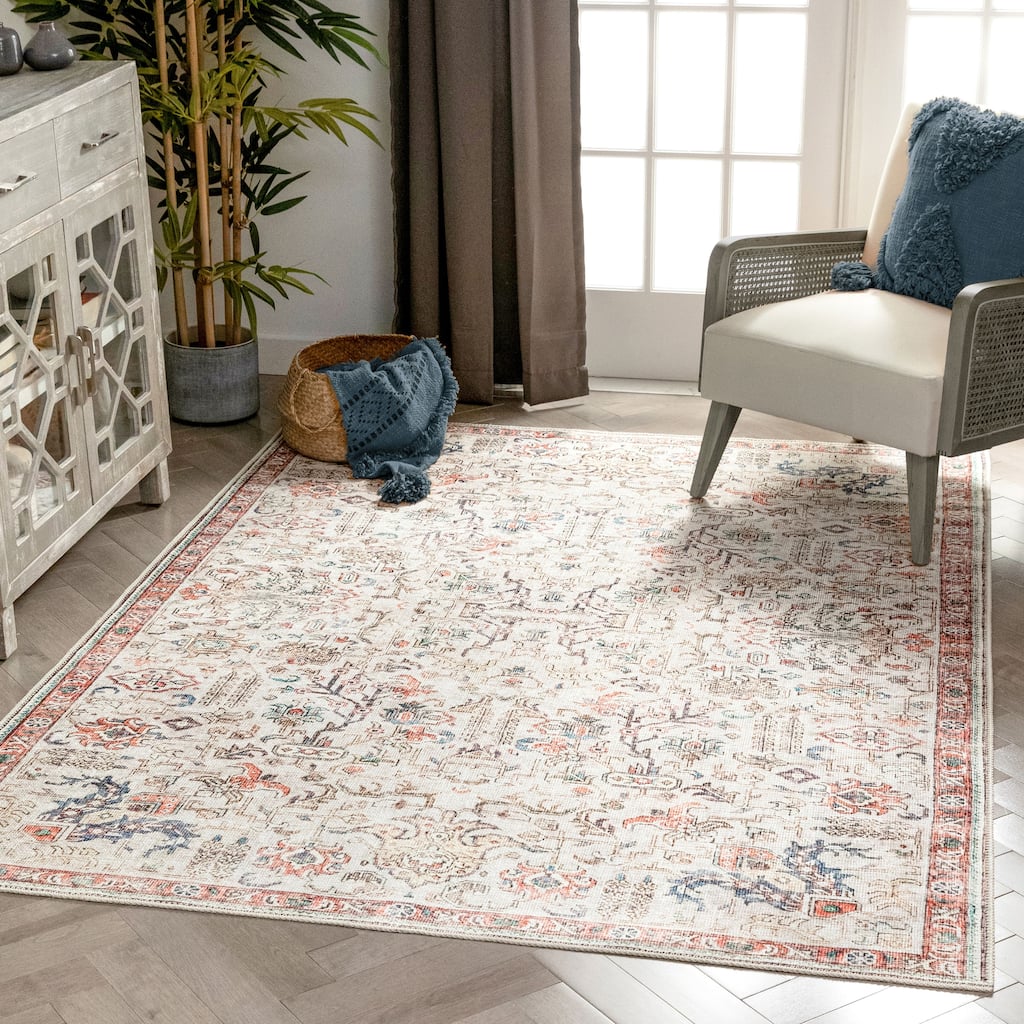 Well Woven Lotus Pomona Vintage Medallion Machine Washable Area Rug