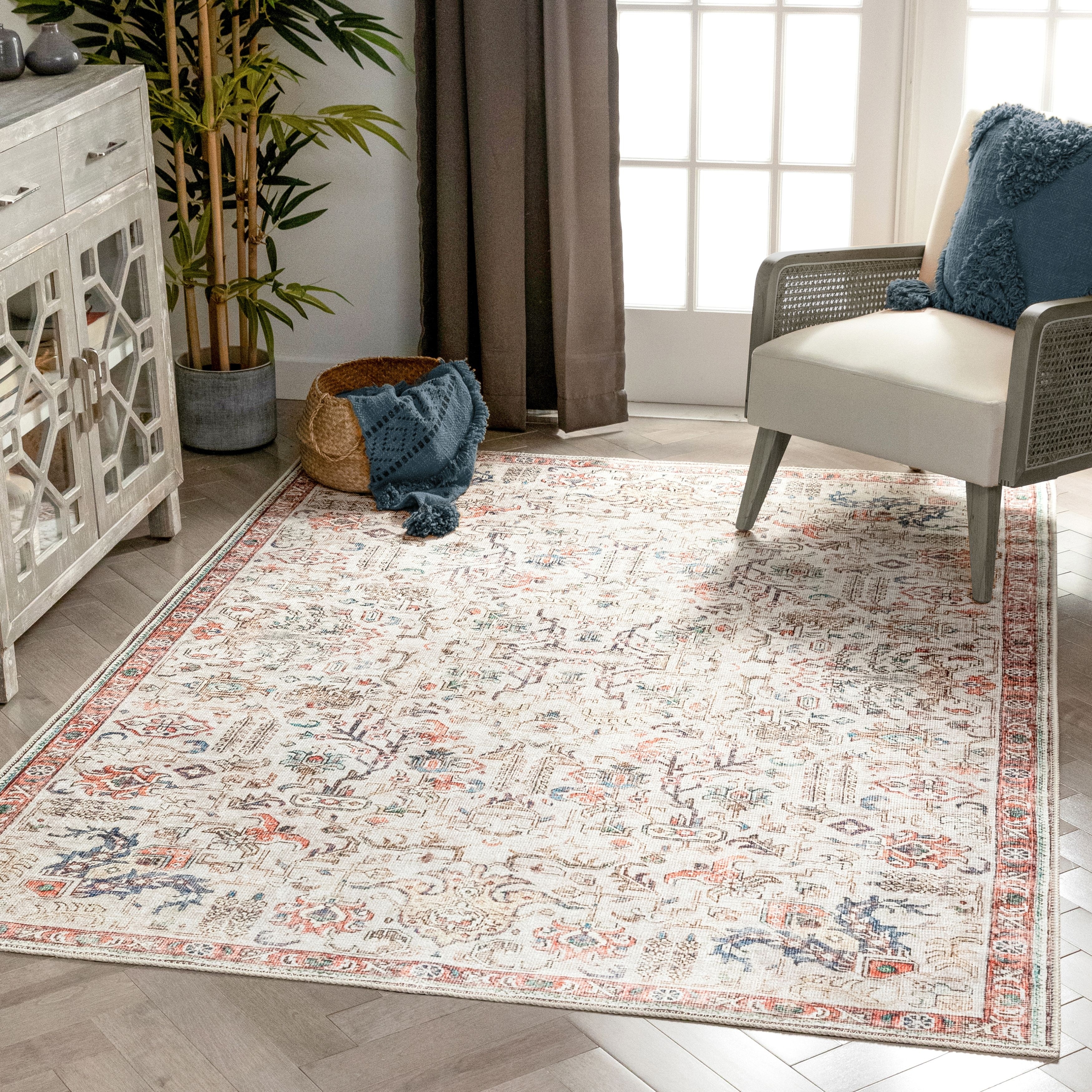 Well Woven Lotus Pomona Vintage Medallion Machine Washable Area Rug