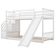 preview thumbnail 21 of 24, Rustic Style Twin over Twin Low Bunk Bed with Convertible Slide,Staircase with Storage Shelf,Sturdy Wood Bed
