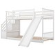 preview thumbnail 21 of 24, Twin over Twin Bunk Bed with Slide, Stairway, and Storage Shelves, Grey