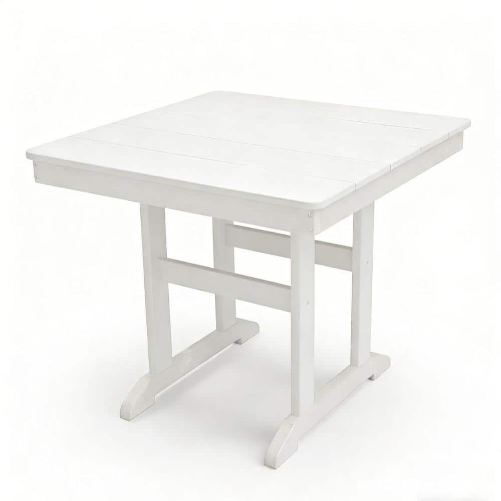 HDPE 35.8''L Square Dining Table with 1.7''D Bulit-in Umbrella Hole