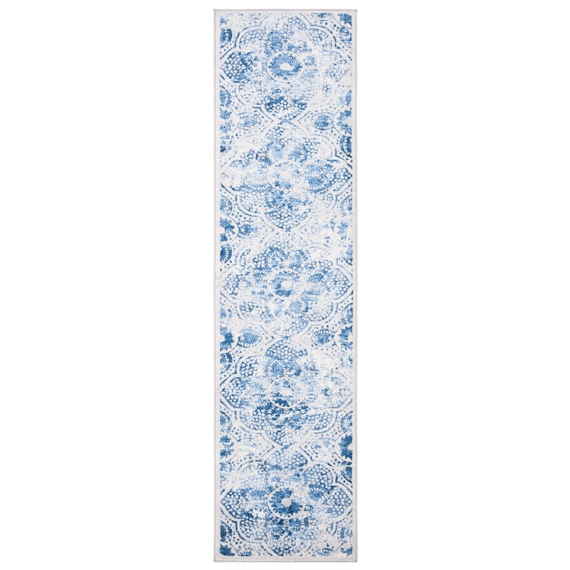 Martha Stewart by SAFAVIEH Faigel Traditional Rug - 2' x 12' Runner - Cream/Blue