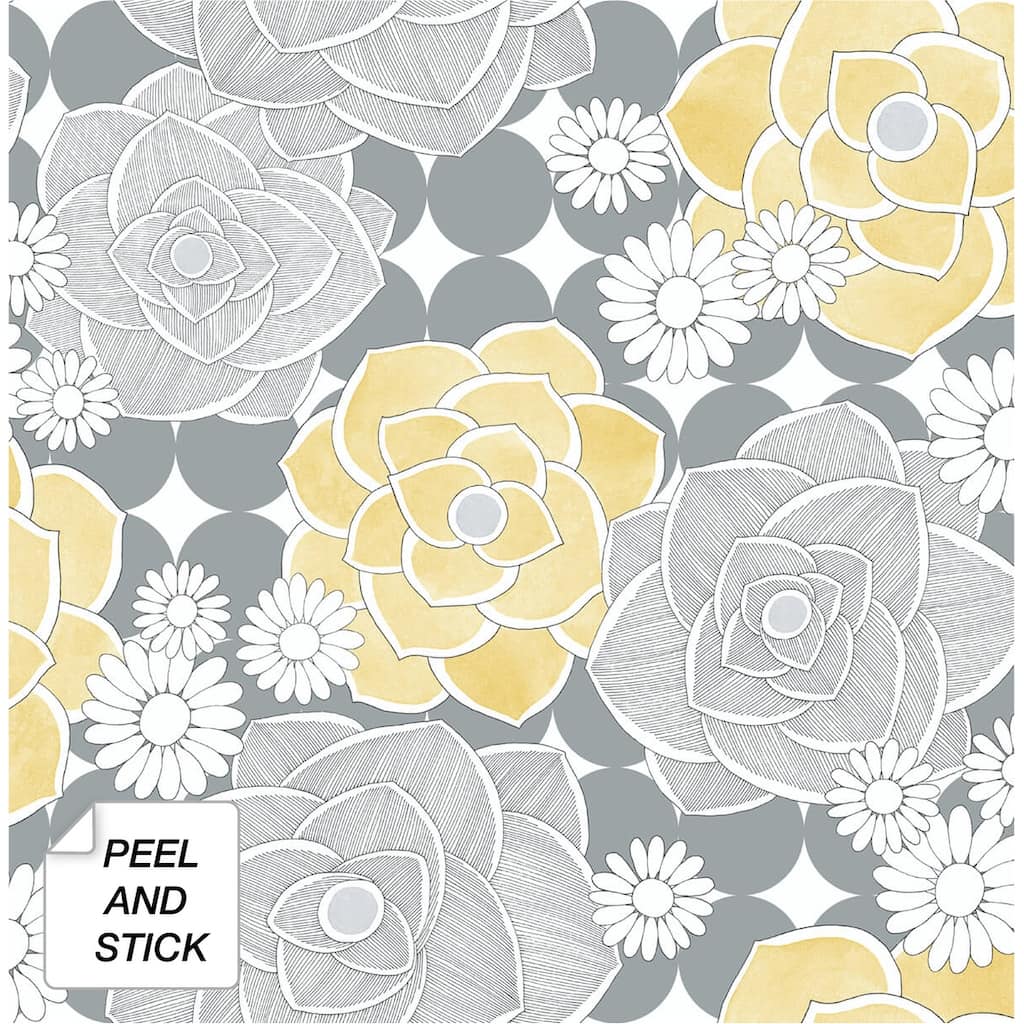NextWall Retro Floral Peel and Stick Removable Wallpaper - 20.5 in. W x 18 ft. L