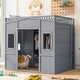 preview thumbnail 1 of 14, Grey Full Size Solid Wood House Loft Bed With Ladder and Wardrobe for Kids, Boys and Girls, Bedroom Full - Grey