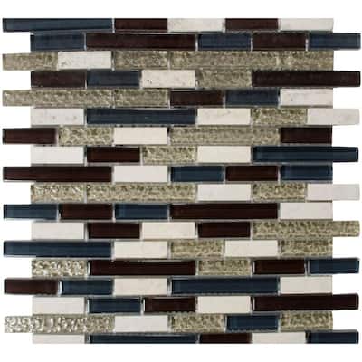 The Tile Life Victory 1x2 Burgundy Linear Glass Backsplash Wall Tile